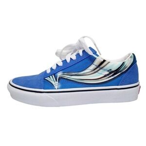VANS Old Skool Warp Nebulas Skate Shoe Blue Suede Canvas Sneakers Women's 6.5